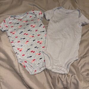 Carter's Gray and Red Car Print Bodysuits